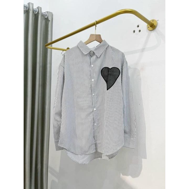 ÁO SƠ MI IN TRÁI TIM ĐEN FORM GIẤU QUẦN - DRA0032