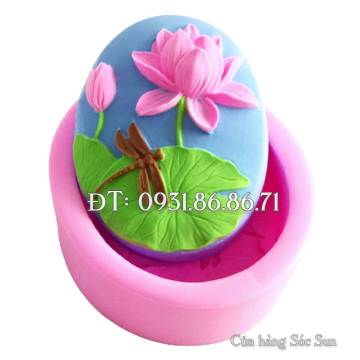 Khuôn silicon hoa sen cành hình Oval loại 9 cm - Mã số 1564