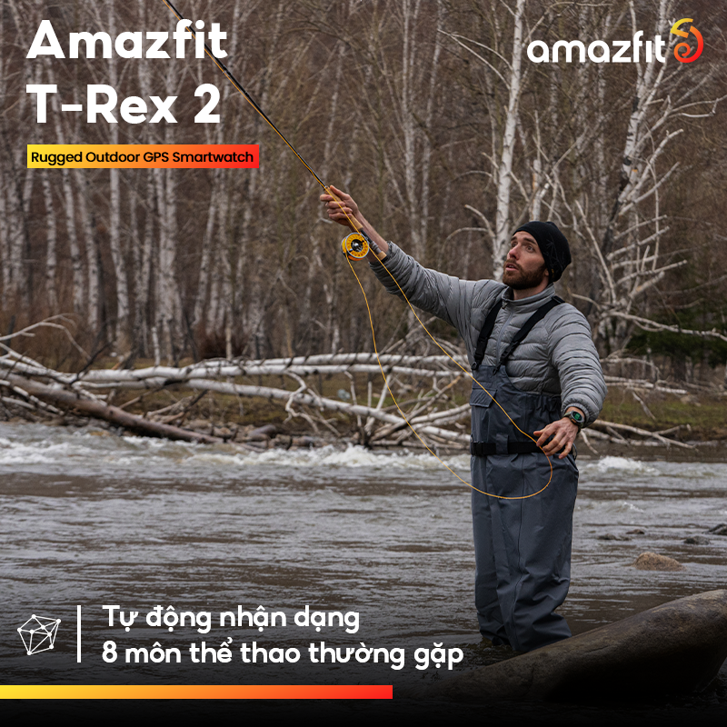 Amazfit T-Rex 2 - Đồng hồ thông minh | GPS | Pin đến 24 ngày | Chống nước 100M - Hàng Chính Hãng