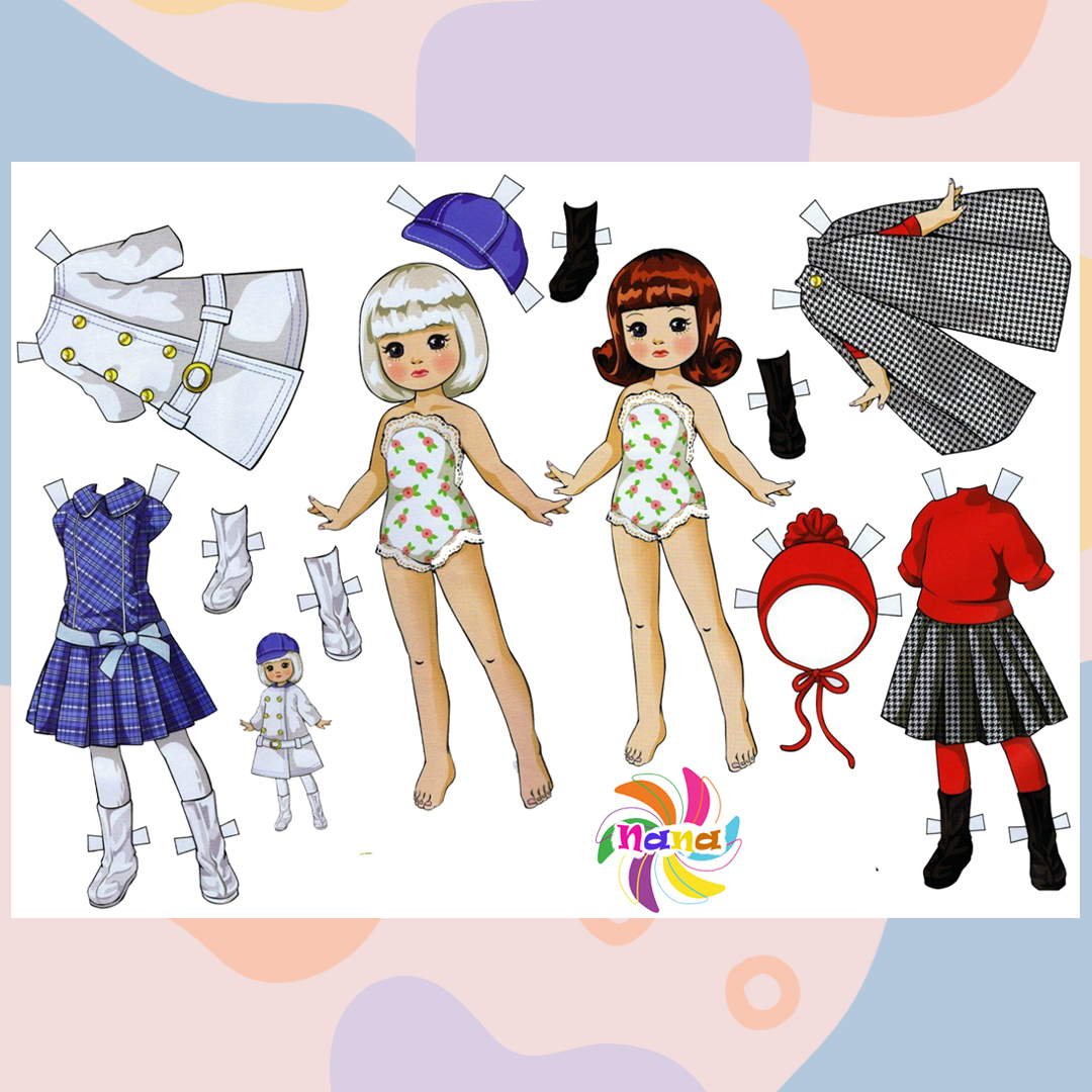 Búp bê giấy (paper doll) đồ chơi cắt thủ công cho bé Combo 4 hình siêu đáng yêu, siêu nét BBG0016