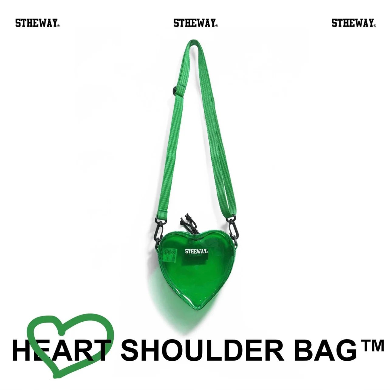 5THEWAY HEART SHOULDER BAG in DEEP MINT aka Túi Trái Tim Trong Suốt Xanh Lá