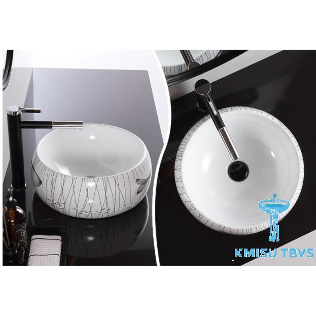 Chậu Lavabo, chậu rửa mặt bàn đá, chậu labo hình tròn cá heo. Kmisu thiết bị vệ sinh