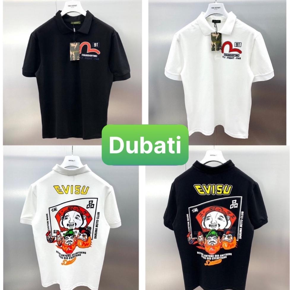 ÁO THUN NAM POLO CỔ TRỤ NAM NỮ VẢI CÁ SẤU IN EVISU CHẤT VẢI COTTON 100% PHONG CÁCH SANG CHẢNH MÙA HÈ - DUBATI FASHION