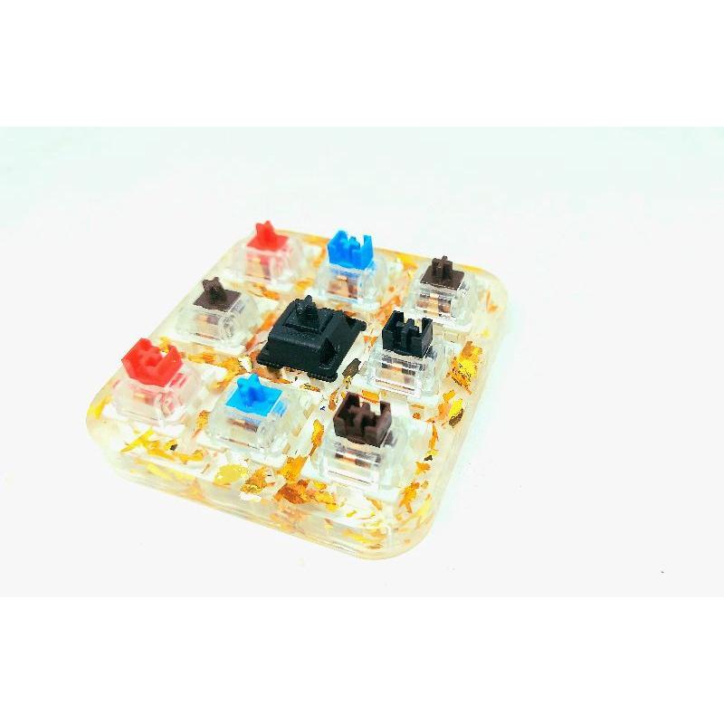 Switch Tester resin 9 key họa tiết lá vàng.