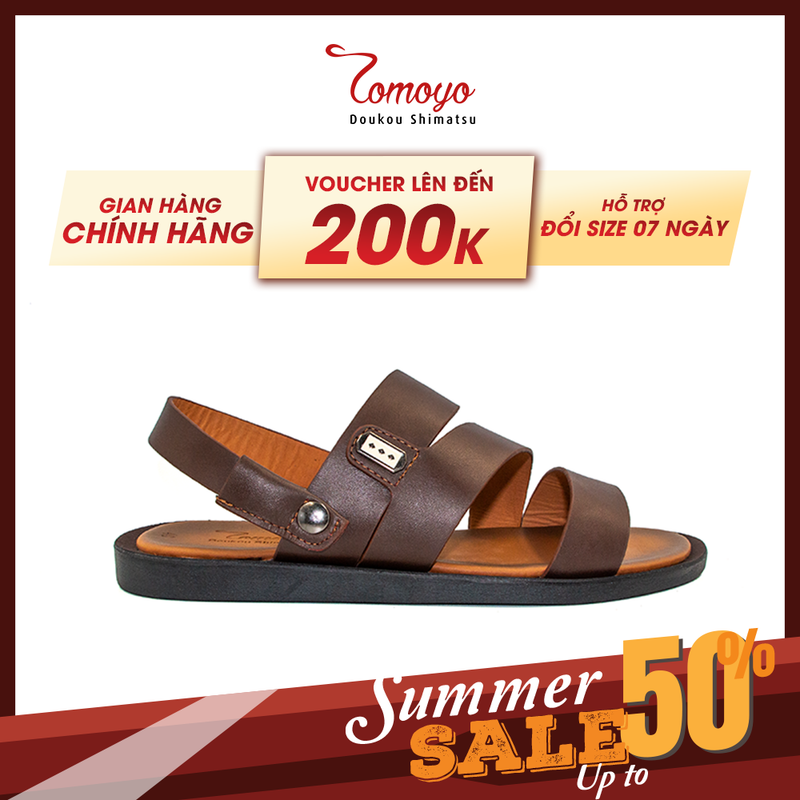 Giày Sandal Nam thủ công da bò cao cấp TOMOYO TMS09402