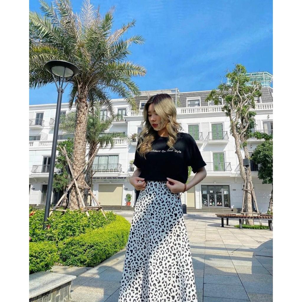 Chân váy xòe dáng dài phong cách vintage và áo phông chữ thời trang BANAMO FASHION 591