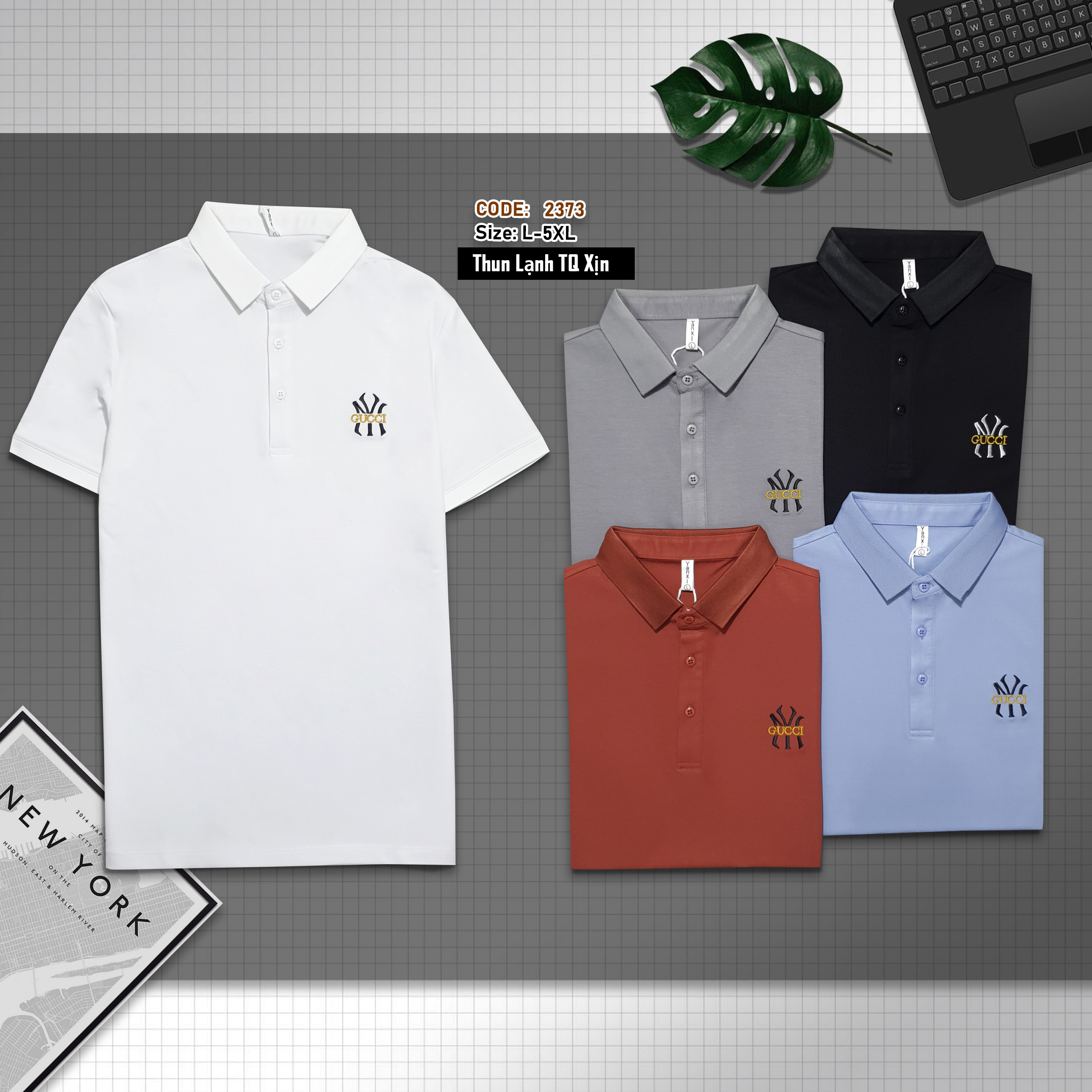 2373 - Áo Polo nam tay ngắn, Áo cổ trụ nam thun lạnh cao cấp, hàng Xưởng may Vinh Thiện Phát, sỉ từ 10 cái
