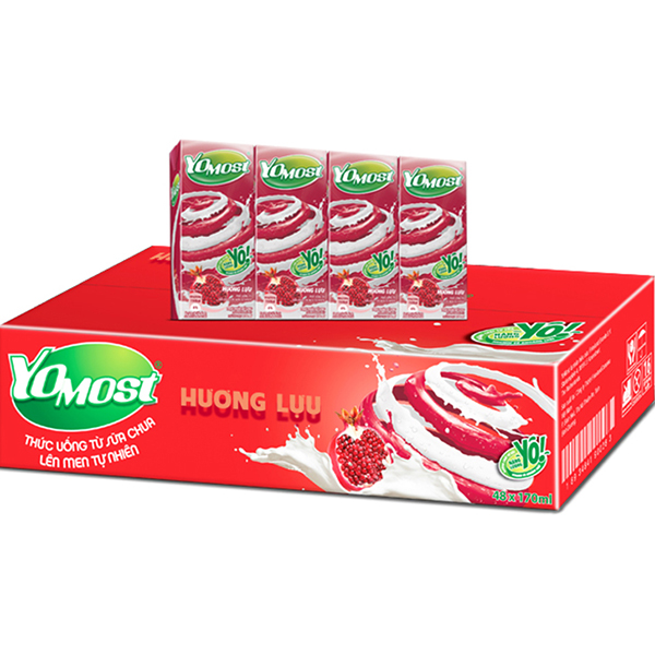 Thùng 48 Hộp Sữa Chua Lên Men Tự Nhiên Yomost Trái Lựu