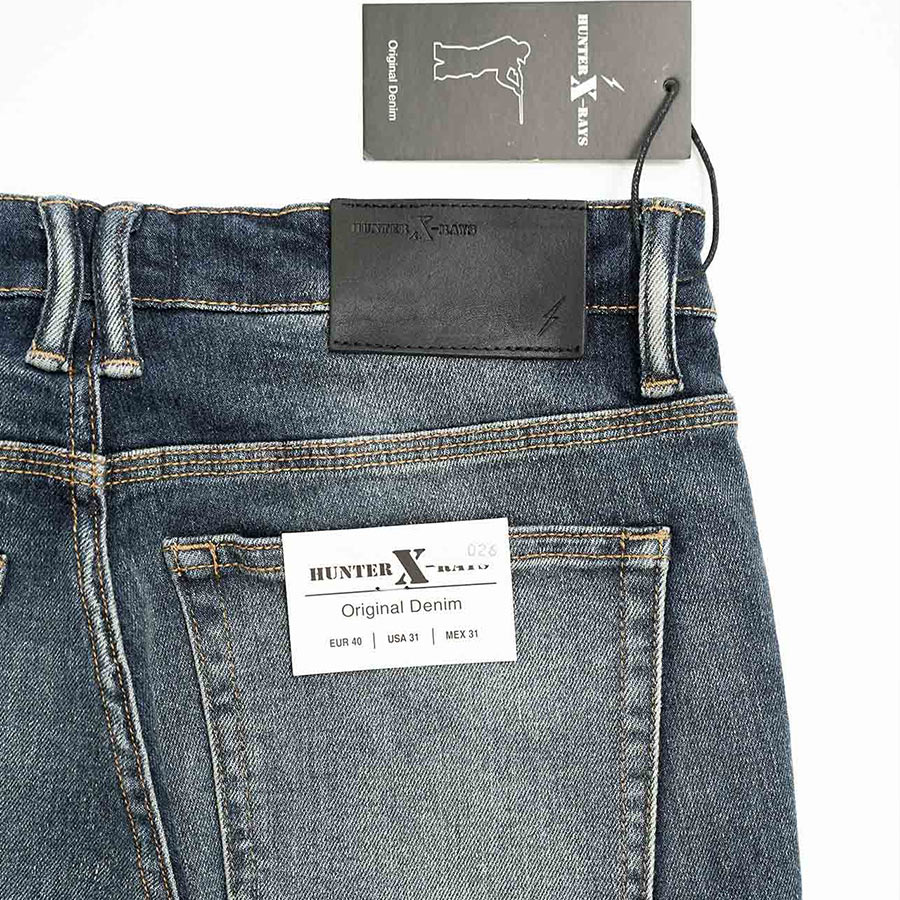 Quần Jeans Nam Cao Cấp HUNTER X-RAYS Form Slimfit Thun Xanh Phủ Dơ Bụi Thời Trang D26