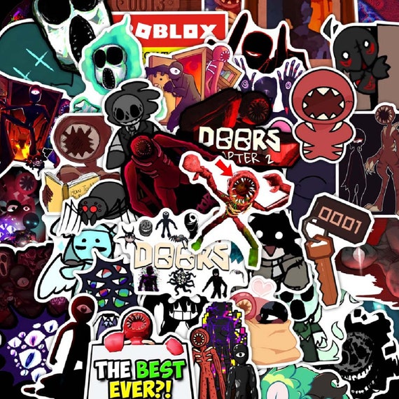 60 Sticker Roblox Doors Ambush figure seek Hide Rush Eyes Halt jack Glitch / Hình dán Roblox Doors Ambush Figure seek