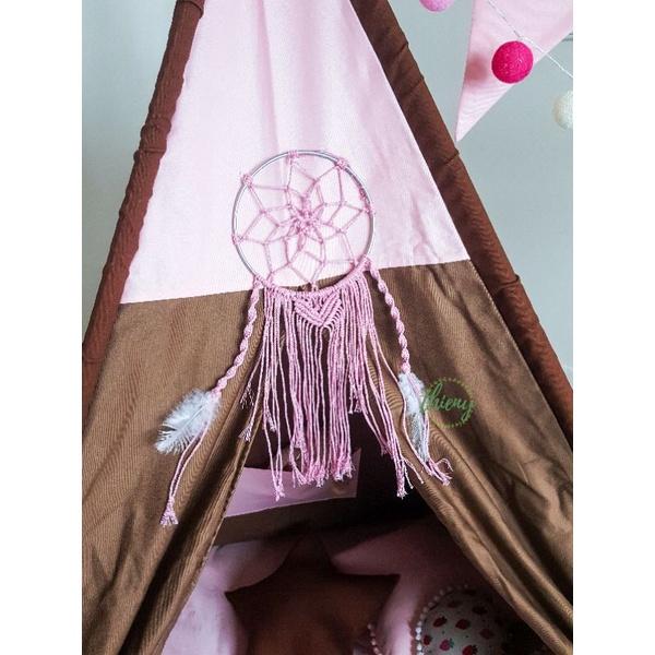 Lều vải cho bé gái màu hồng nâu socola đẹp cao cấp vải kaki cotton 100% Lều vải Thiên Ý tự sản xuất Hình ảnh tự chụp