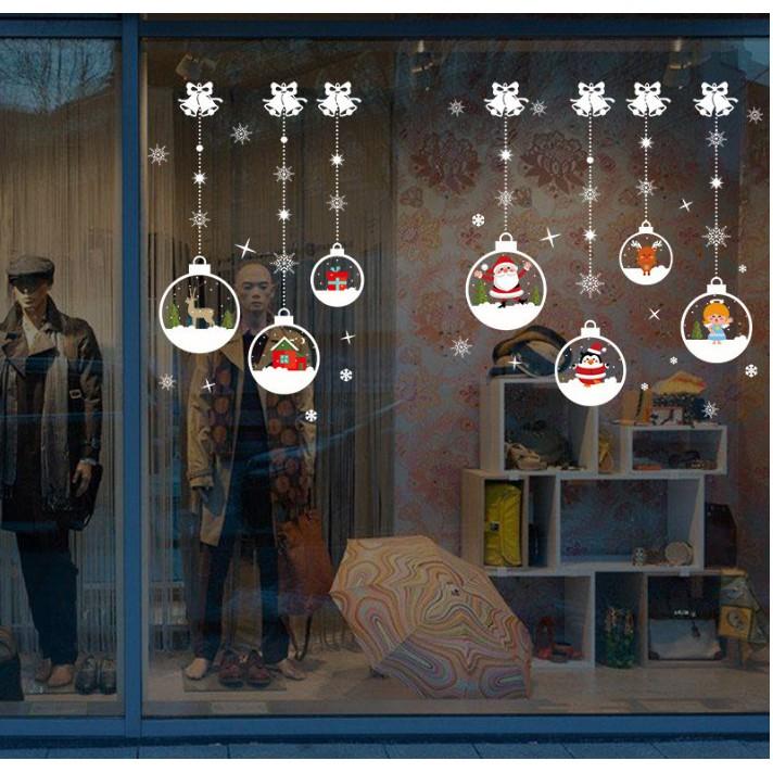 Decal trang trí noel ông già noel trong trái châu