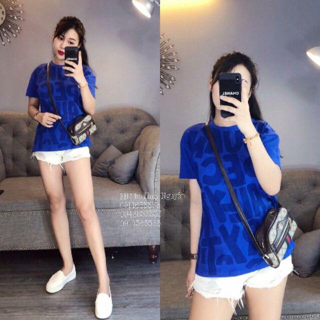 Áo pull in chữ xanh hàng loại đẹp