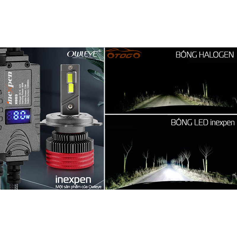 Đèn Led Owleye Chân H4 80W INEXPEN X603 , Cho Xe Con Và Xe Tải 24V