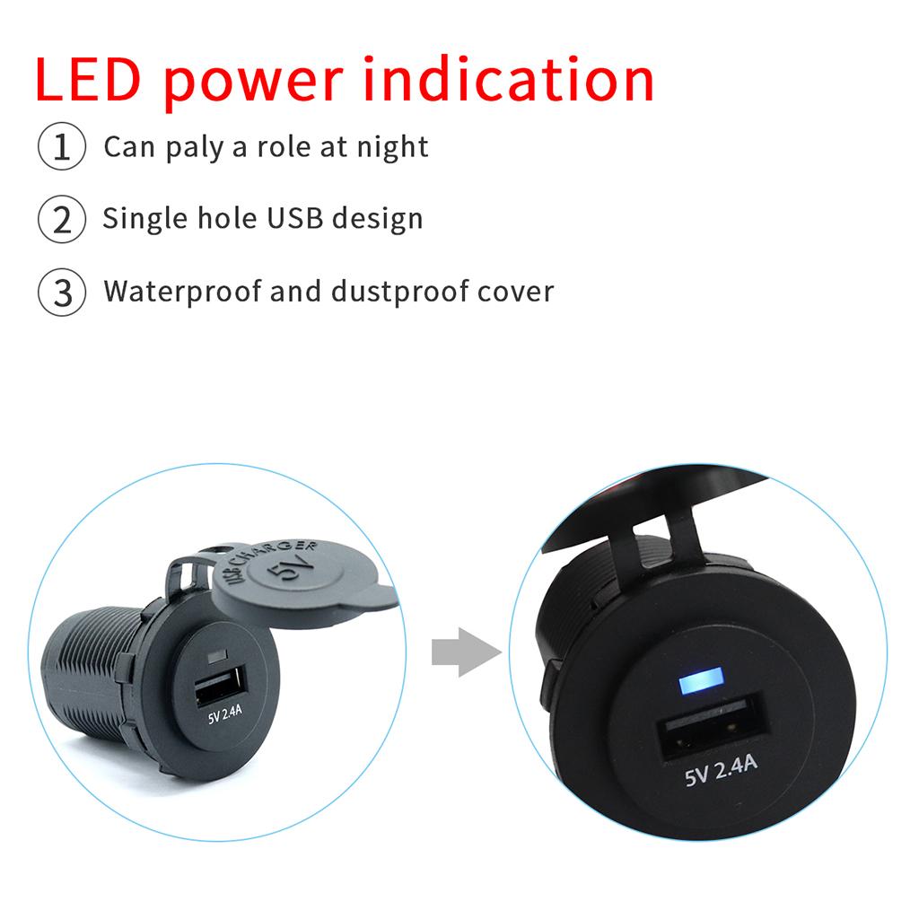 USB CHARGER 5V - 2.4A with 60cm Wiring Harness for Car Boat Marine