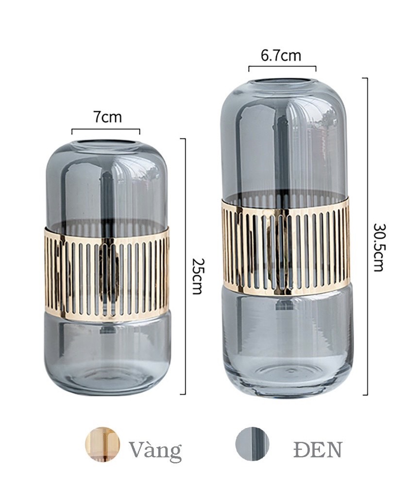Lọ hoa thủy tinh viền vàng sang trọng