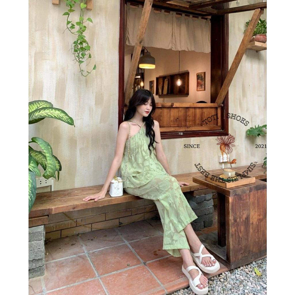 Dep nữ Titote Shoes đi biển - Dép xuồng phong cách thời trang Quai xoắn đế bằng siêu nhẹ Sandal xỏ ngón. MET SHOP