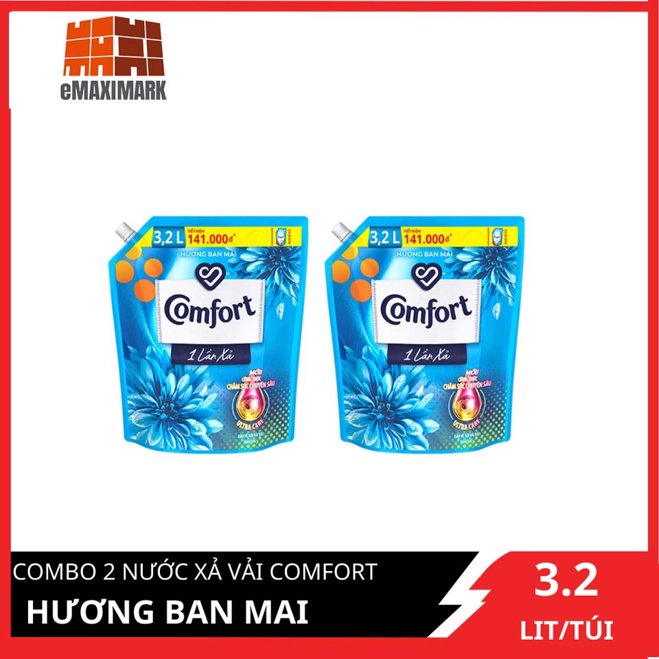 COMBO 2 túi Nước xả vải Comfort 1LX Ban mai 3.2LX2