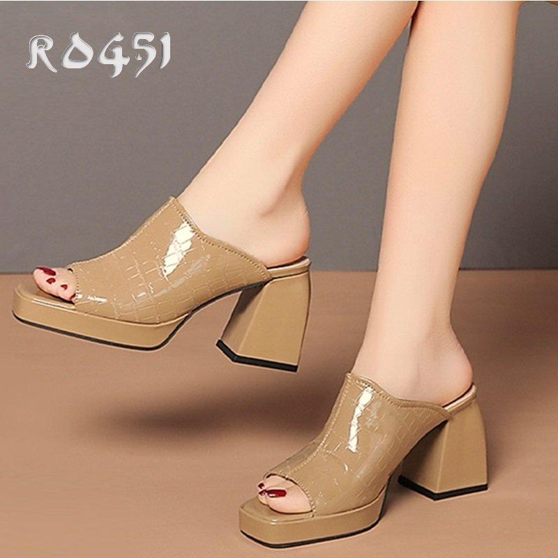 Dép cao gót nữ da vân cao cấp ROSATA RO451 8p - HÀNG VIỆT NAM - BKSTORE