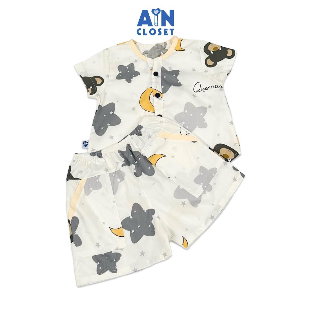 Bộ quần áo Ngắn unisex cho bé họa tiết Sao Xám cotton - AICDBTFFCQPQ - AIN Closet