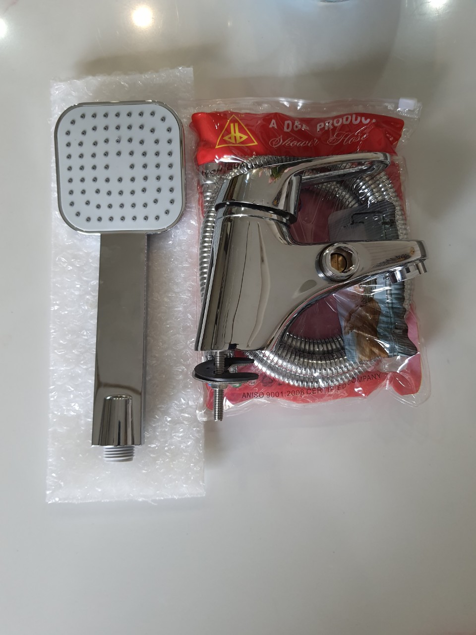 Bộ Vòi chậu lavabo 1 lỗ kết hợp sen, nóng lạnh, mạ niken crome cao cấp