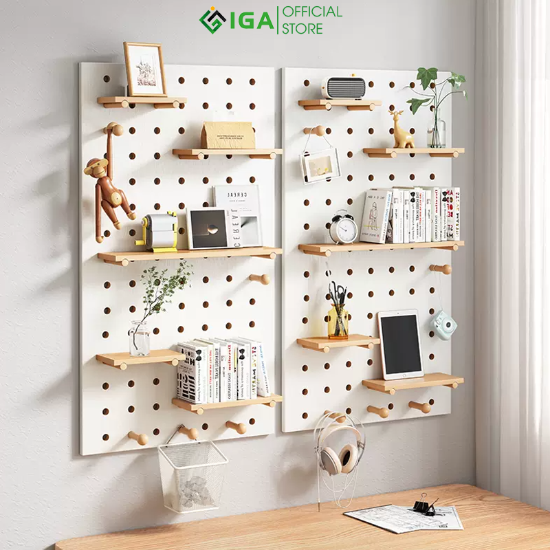 Bảng Pegboard gỗ treo tường decor phong cách Hàn thương hiệu IGA - Gp295