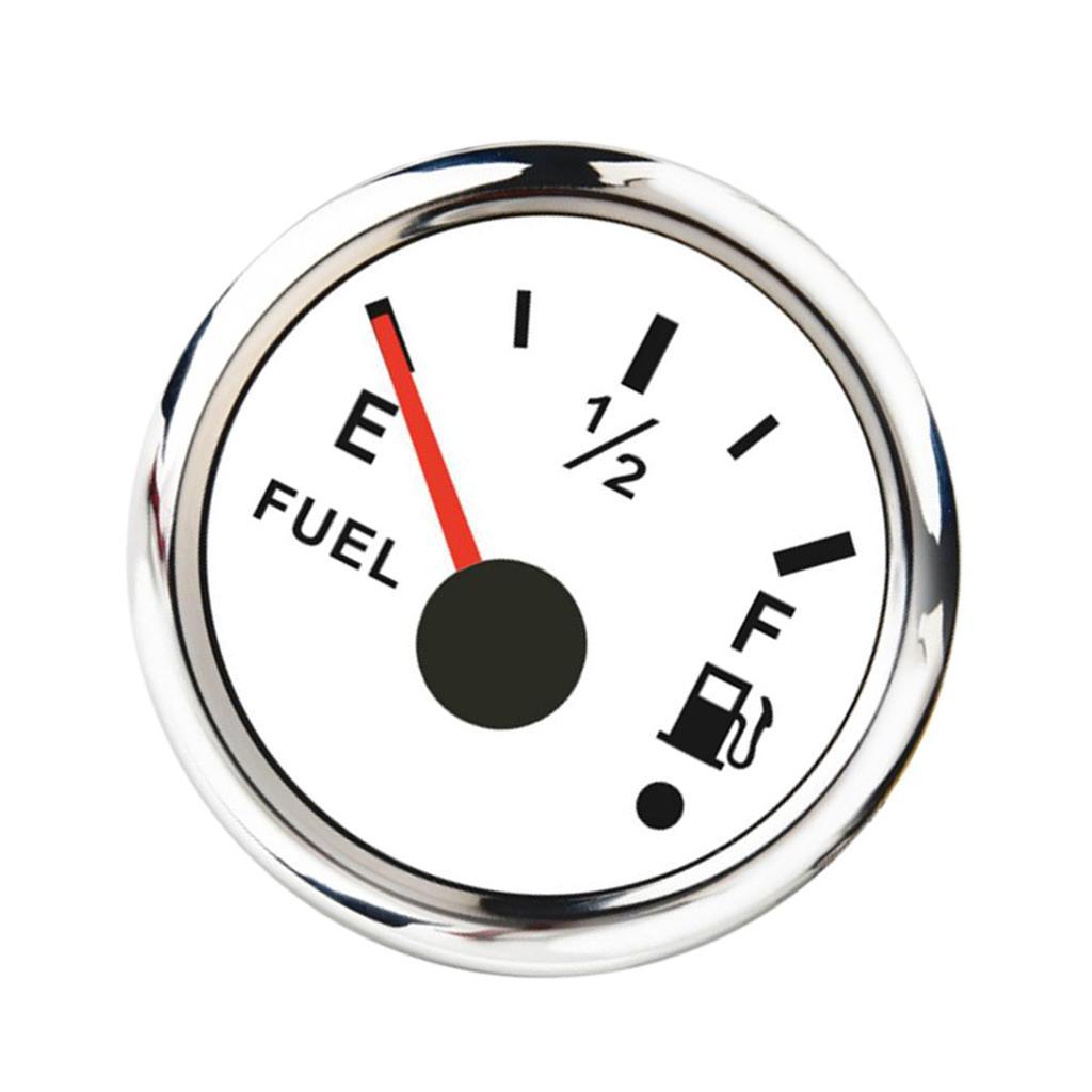 Fuel Level Gauge Boat Marine Fuel Level Gauge White Face LED Display 52mm 2"