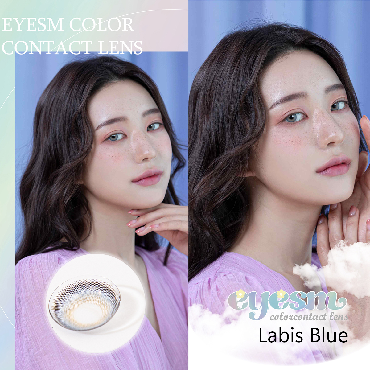 Lens áp tròng Eyesm Labis Blue - Lens màu xanh dương, sử dụng 1-6 tháng