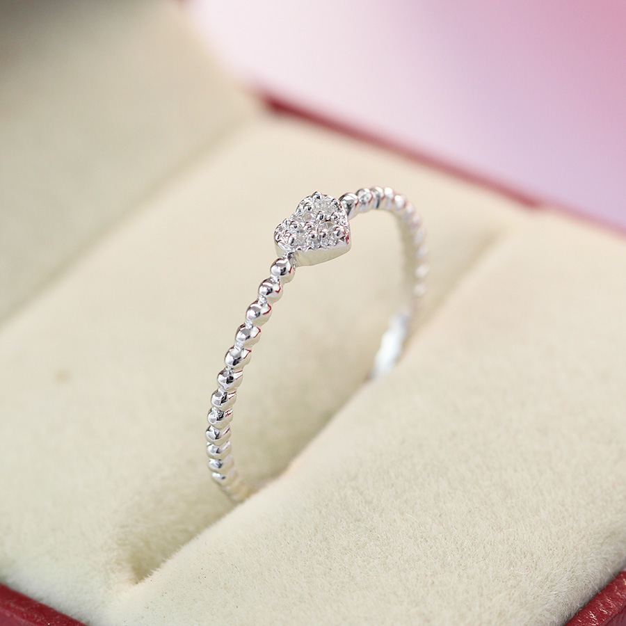 Nhẫn bạc nữ đẹp hình trái tim đính đá tinh tế NN0216