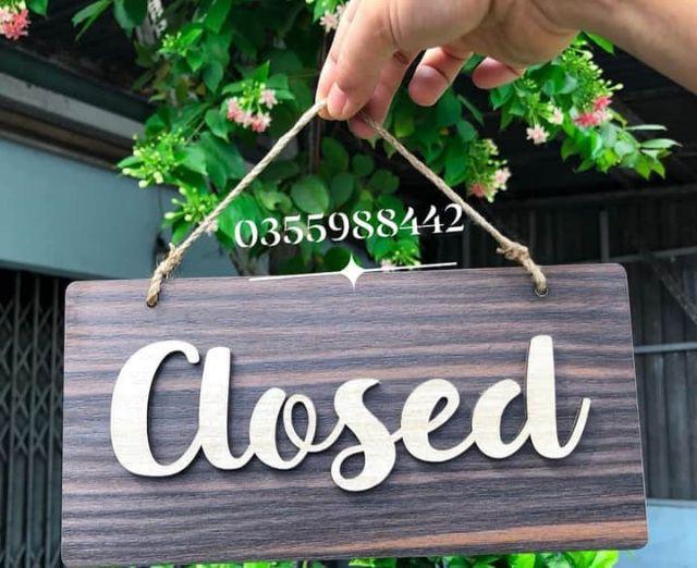 Bảng gỗ treo shop Open /Close