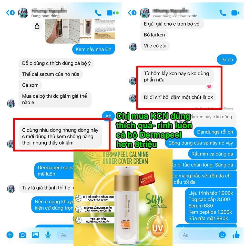 KEM CHỐNG NẮNG CAO CẤP DERMA PEEL+ SUN SCREEN SPF50+ Chống nắng Vật Lý - MAKUP Lớp Nền Hoàn Hảo - DƯỠNG DA HÀN QUỐC