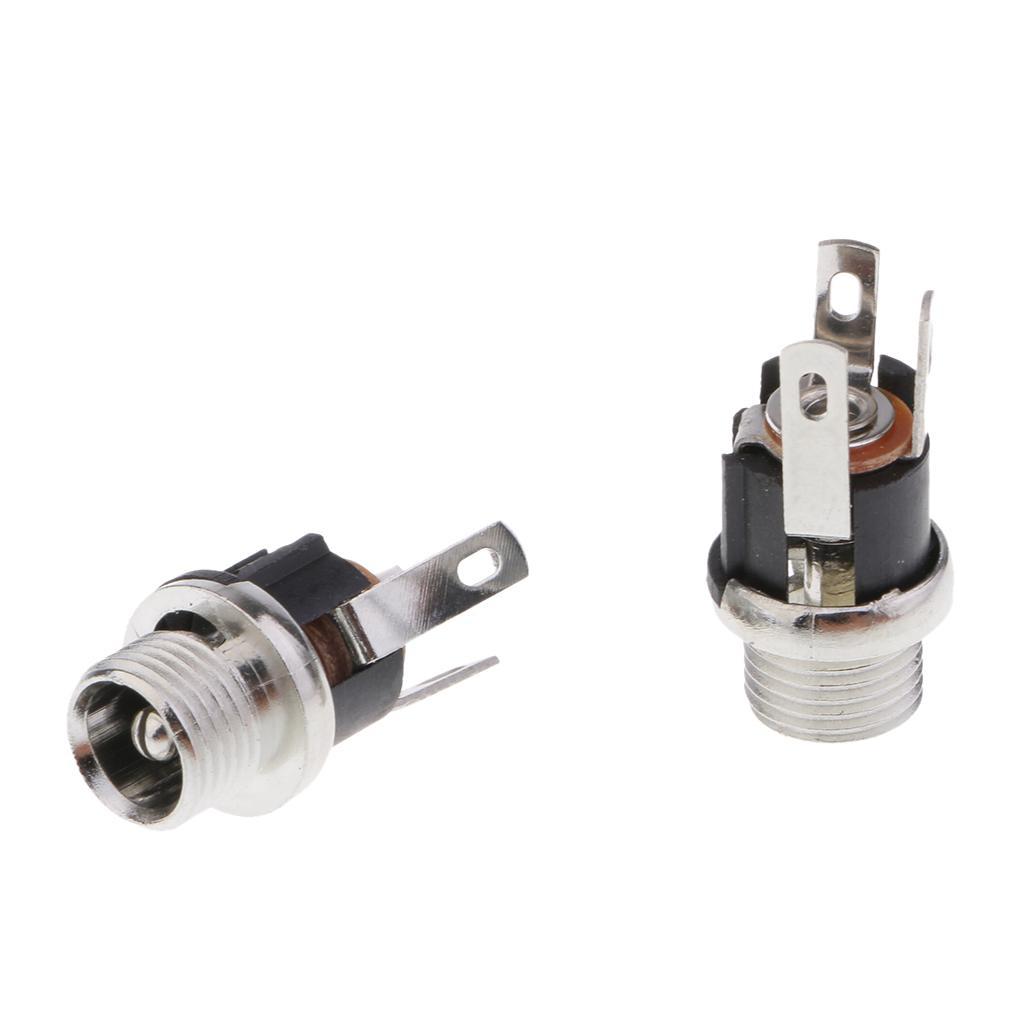 10 Pieces Metal Round 2.1 mm x 5.5 mm Panel Mount DC Connector  Socket