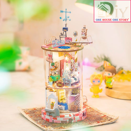 Mô hình chụp thủy tinh tự lắp ráp bằng gỗ DIY THẾ GIỚI HUYỀN ẢO - BLOOMY HOUSE mã số DS002 (Kèm keo + LED) - Quà tặng sinh nhật giáng sinh tự làm