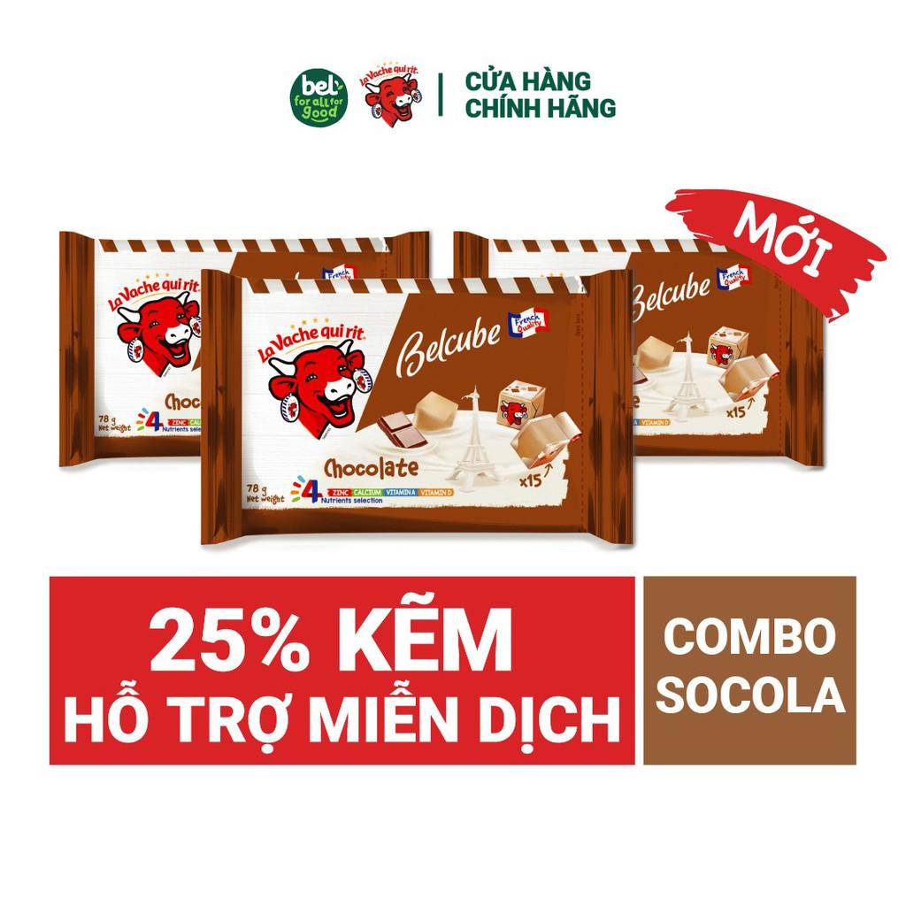 Combo 3 gói Phô Mai Vuông Belcube Vị Socola  Hỗ Trợ Hệ Miễn Dịch