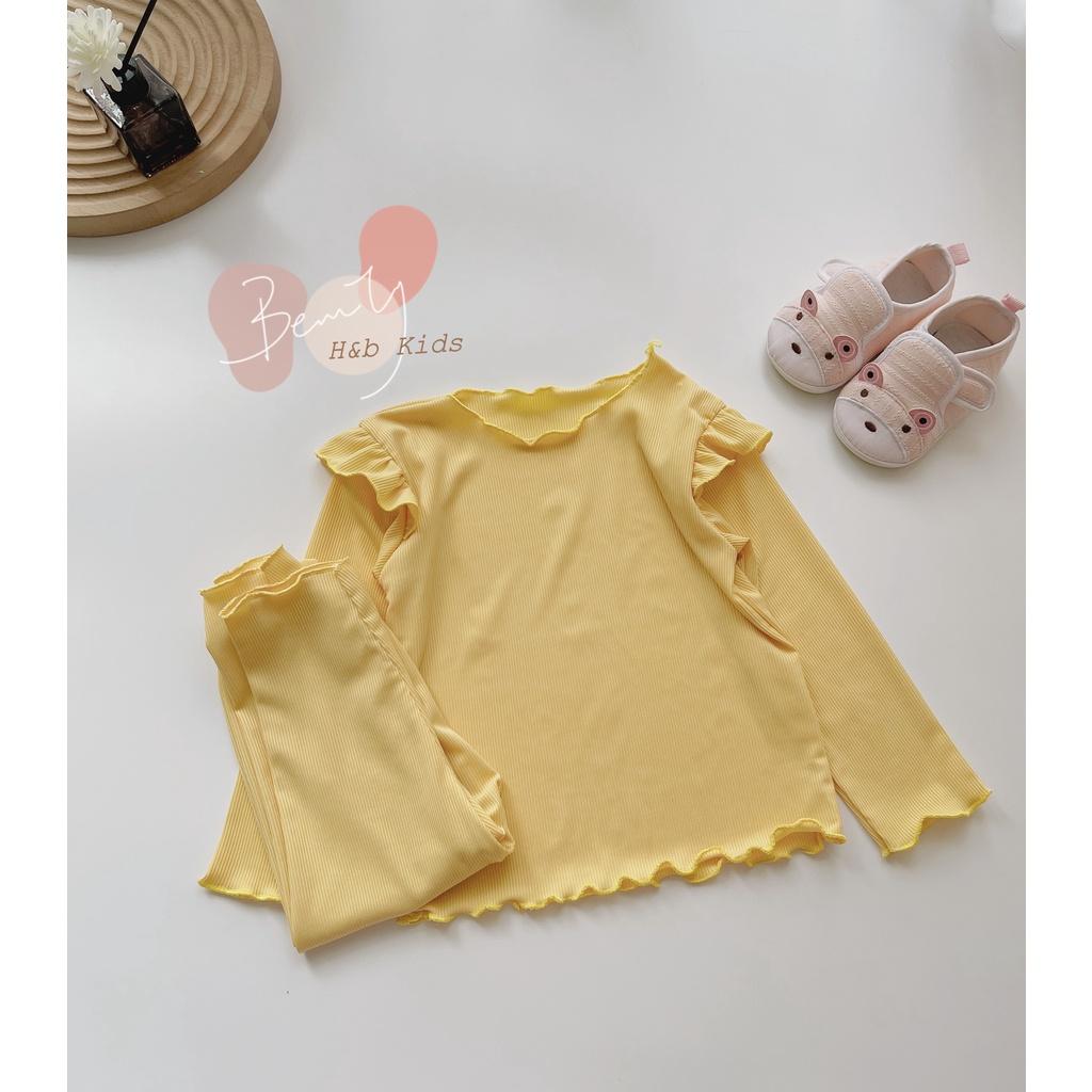 Bộ dài tay thu đông cho bé gái trơn màu chất thun tăm lạnh mềm mịn size từ 6 - 15 kg, phong cách Hàn Quốc