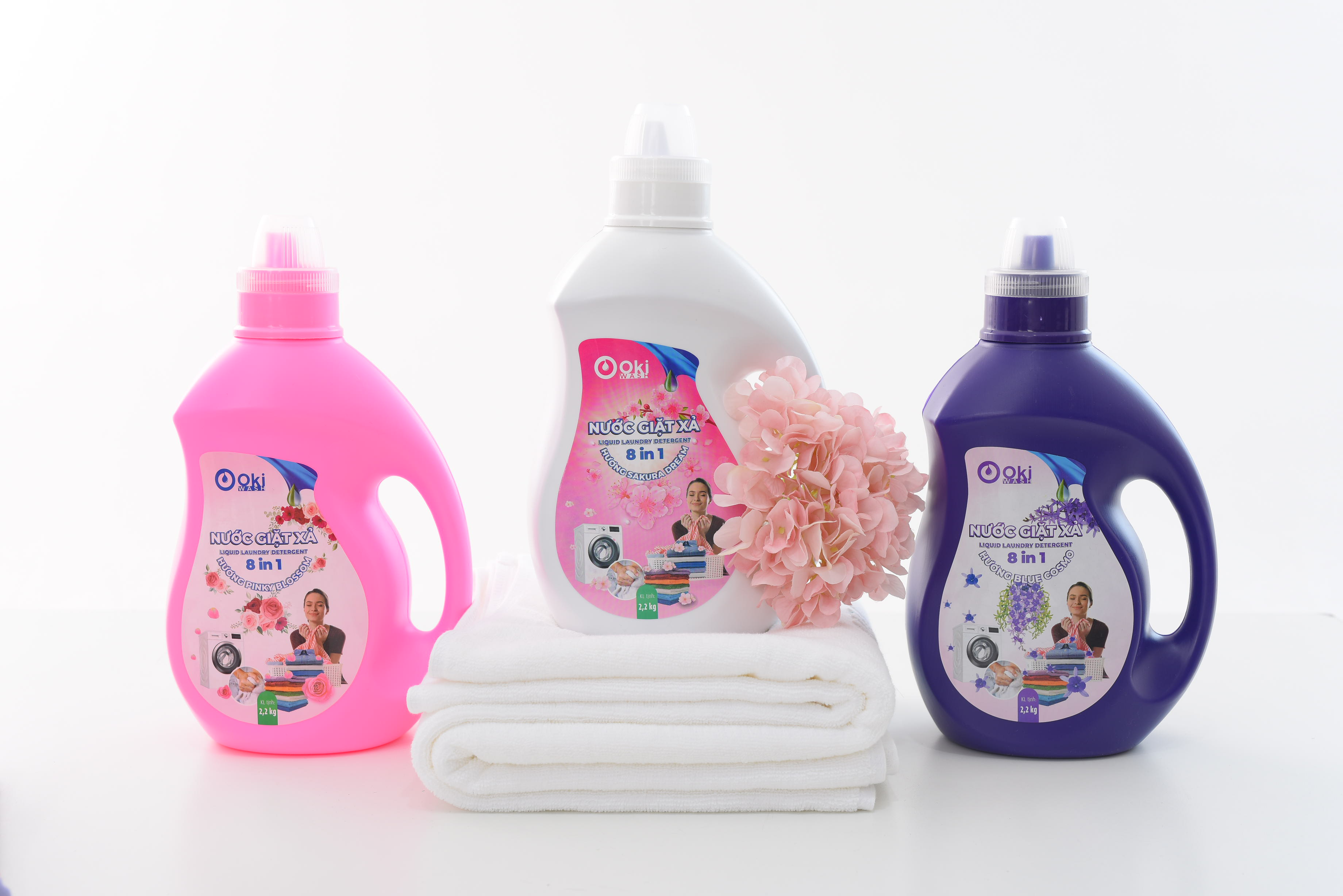 Nước giặt xả Hương PINKY BLOSSOM 2.2kg Oki wash