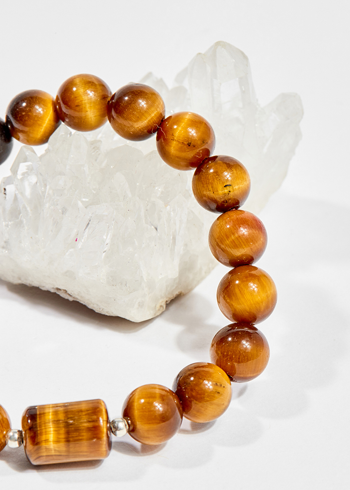 Vòng tay phong thủy nữ đá mắt hổ vàng nâu charm vuông 8mm mệnh thổ , kim - Ngọc Quý Gemstones