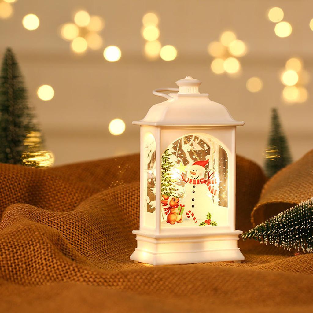 Christmas Lantern  Ornaments Snowman for Desktop Fireplace Xmas White