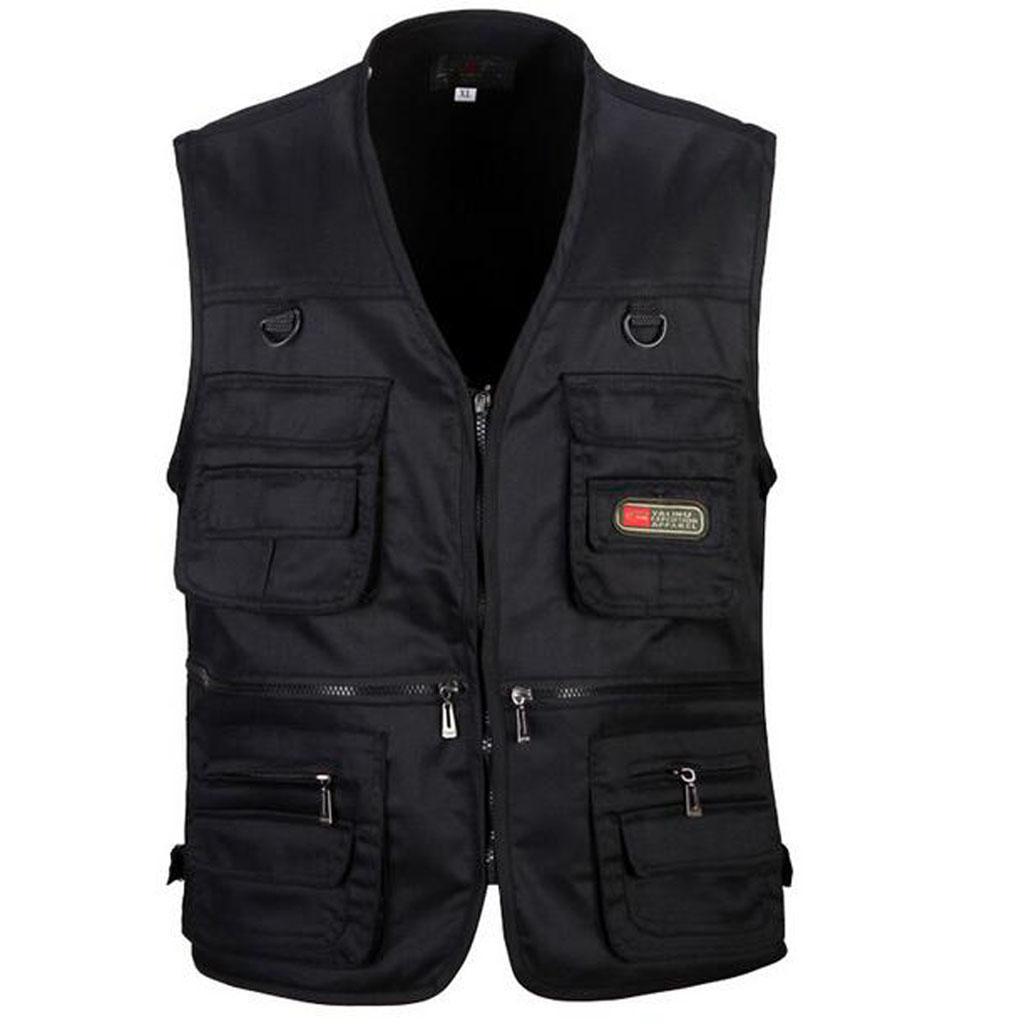 2pcs Men Multi Pocket Waistcoat Fishing Outdoor Travel Photography Vest Polyester Quick-dry Vest