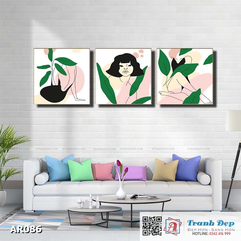 Bộ 3 tranh canvas decor phong cách minimalist, trừu tượng hiện đại - AR086