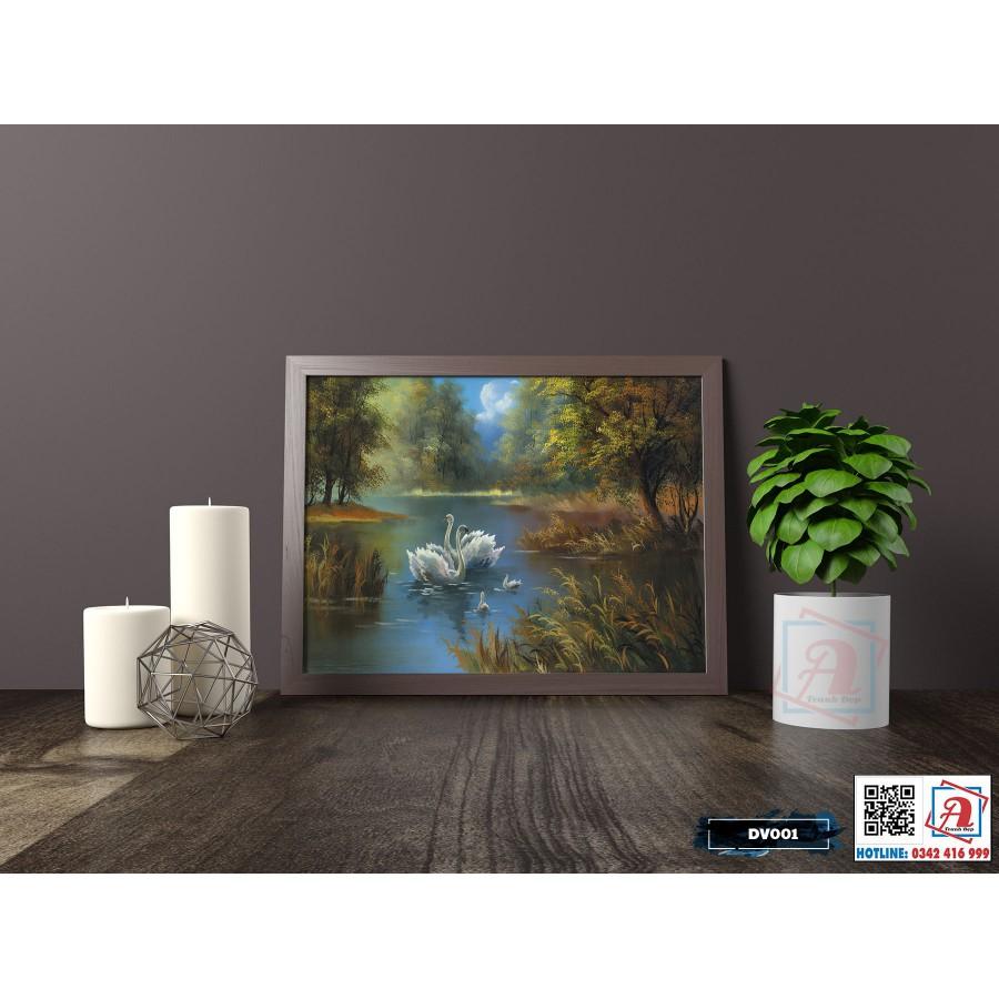 Tranh Canvas gia đình thiên nga - DV001