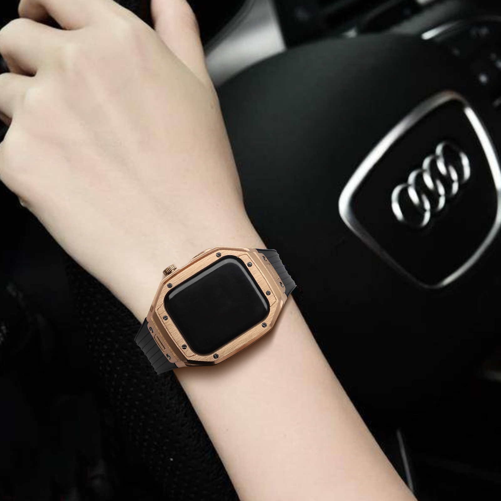 Ốp Case tích hợp dây đeo Vỏ Kim Loại bảo vệ cho Apple Watch Series 4/5/6/SE/7/8/9/SE2 Size 44mm/45mm - Hàng Nhập Khẩu