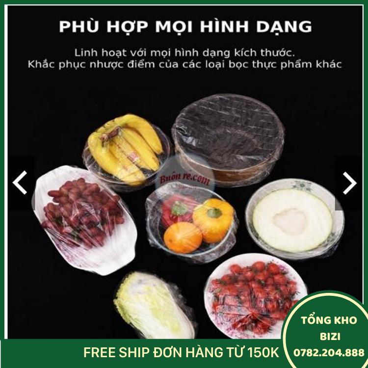 Túi 100 Màng Bọc Thực Phẩm Có Chun Co Dãn Tái Sử Dụng (Gói 100C Kèm Túi Gấu) - Free Ship Toàn Quốc