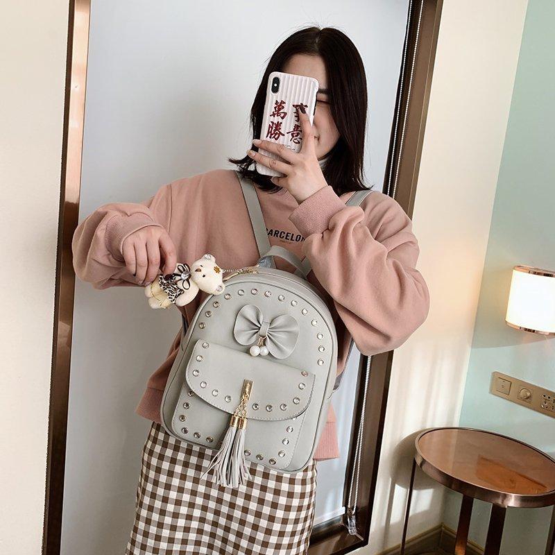 Chongsukei Nơ Mini Dễ Thương Da Ba Lô Trẻ Em Công Chúa Cô Gái Đeo Túi Ba Lô Thời Trang Nhỏ Túi Tất Cả Trận Đấu