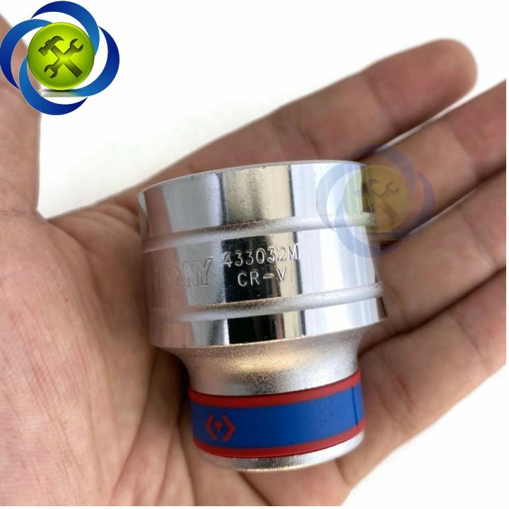 Tuýp 32mm 1/2 Kingtony 433032M 12 cạnh màu trắng dài 44mm