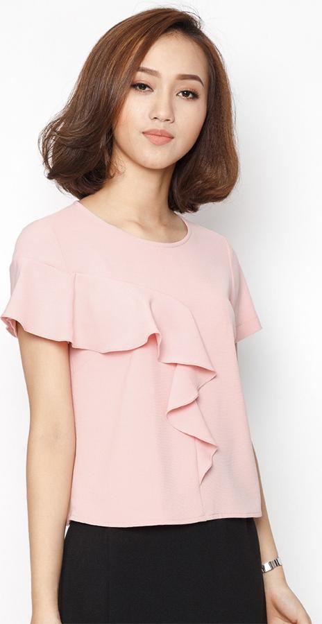 Áo Cộc Tay Can Bèo De Leah - Hồng Size XL