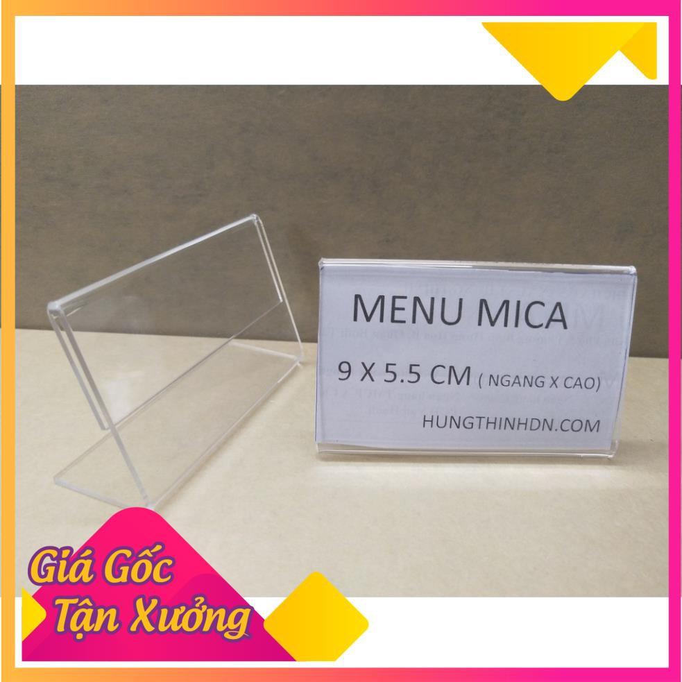 Kệ mica chức danh, danh thiếp, nhãn ghi chú menu mica chữ L, bảng giá sản phẩm, tên sản phẩm 9 x 5.5 cm