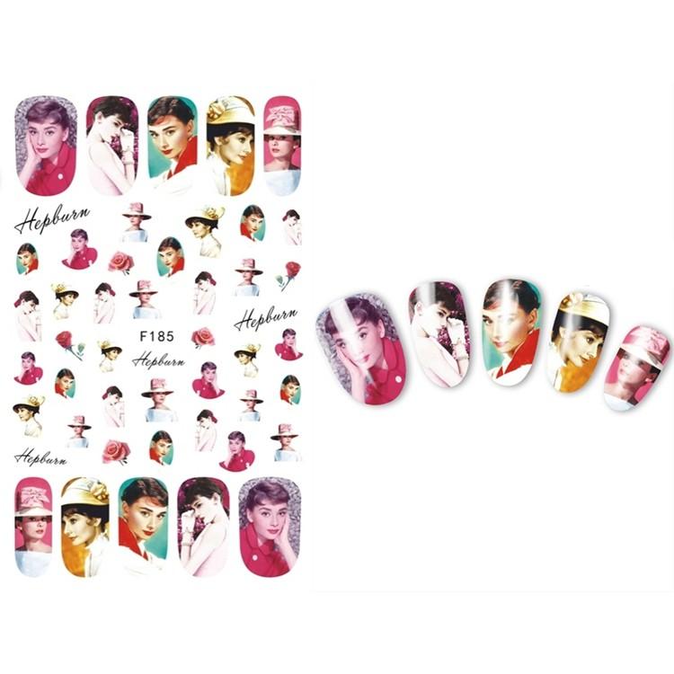 Sticker nails Audrey Hepburn - hình dán móng 3D F158