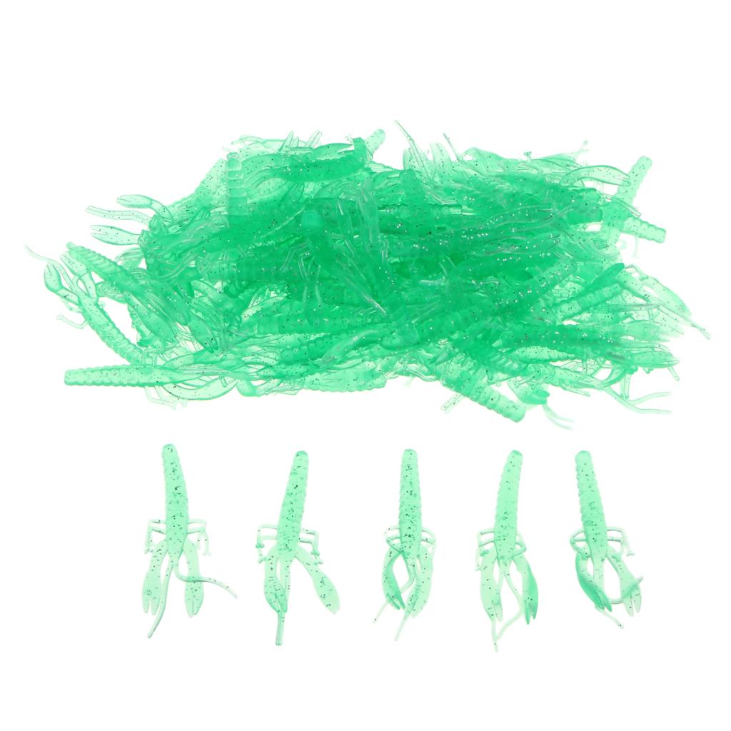 100pcs Soft Shrimp Grub Lure Fishing Tackle Bass Bait Jig Head 55mm