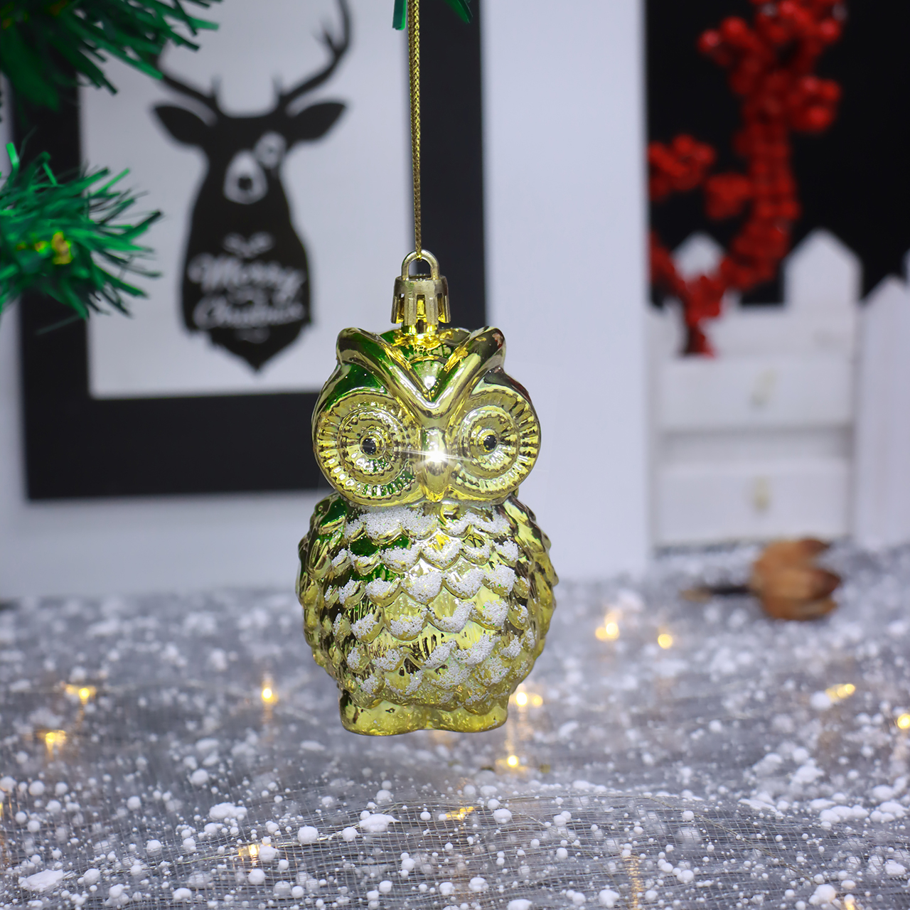 Set 2 Chim Cú E52 Treo Cây Thông Noel Phụ Kiện Trang Trí Giáng Sinh